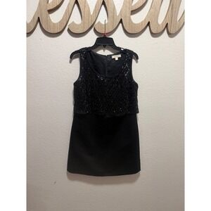 Erin Fetherston Womens Black Sequin Beaded Sleeveless Mini Cocktail Dress Size 6